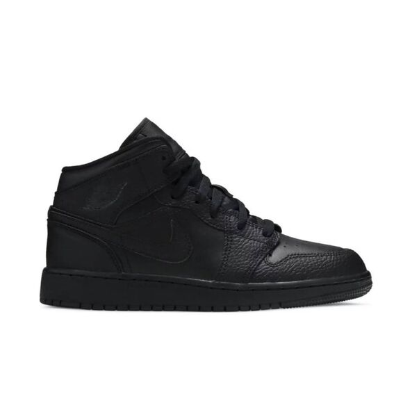 NIKE Air Jordan 1 Mid GS 'Triple Black' GS Size 5.5Y - Picture 1 of 10